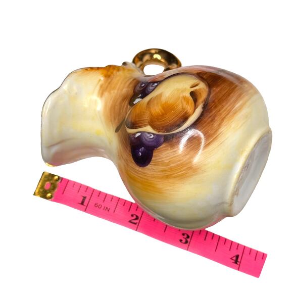 VTG Enesco CREAMER & SAUCER Pitcher Plate Fruit Apple Pear Grapes Gold Trim 3.5" - Picture 7 of 8